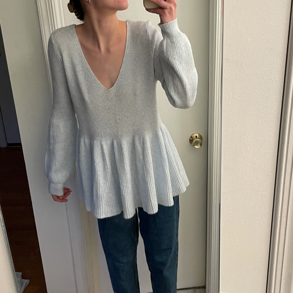 Baby blue peplum sweater